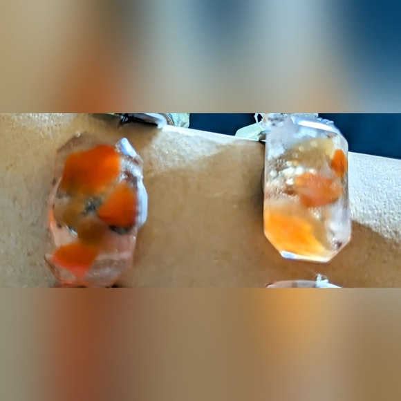 Hand Crafted Jewelry - Hessonite & orange calcite stud earrings